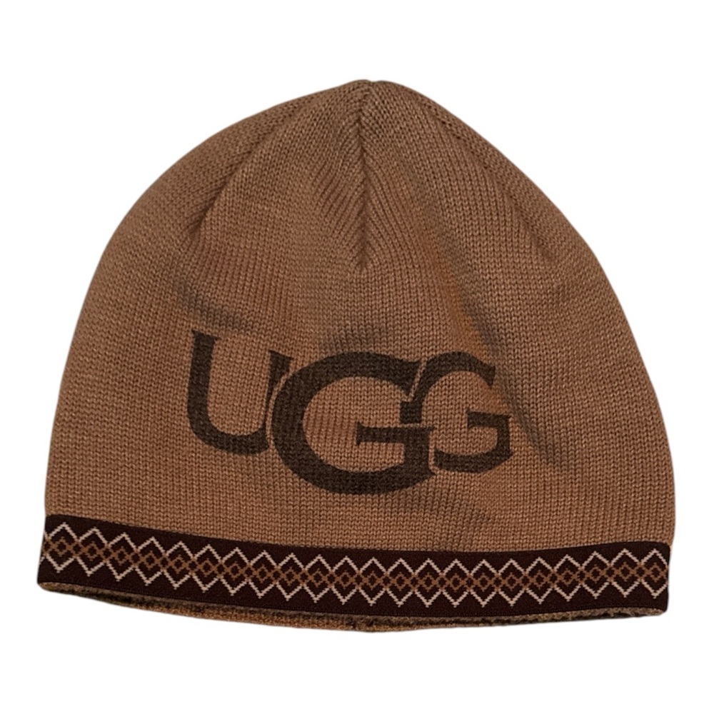 UGG Brown Knit Beanie with Logo